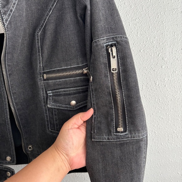 Marc Jacobs Black/Grey Denim Bomber Jacket - Picture 4 of 6